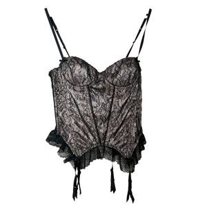 Victoria's Secret‎ Black Lace Bustier Corset Top Garter Straps Size 36B NEW